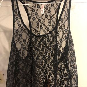 See Through Black Lace Top